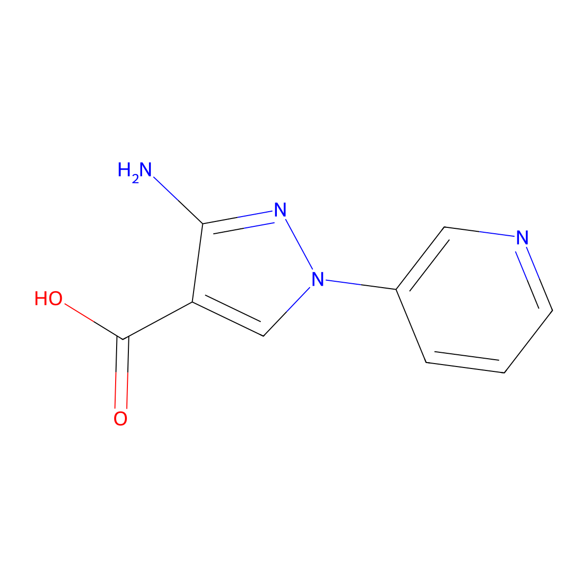 3-Amino-1-pyridin-3-ylpyrazole-4-carboxylic acid molecular structure, CAS 1646390-33-1