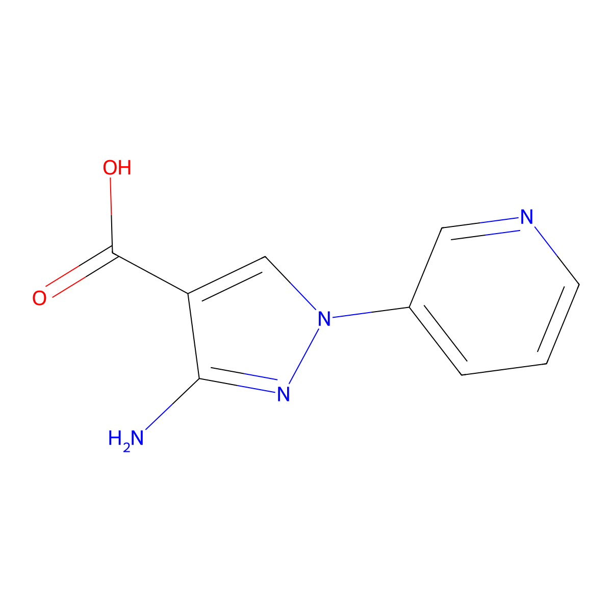 3-Amino-1-pyridin-3-ylpyrazole-4-carboxylic acid molecular structure, CAS 1646390-33-1