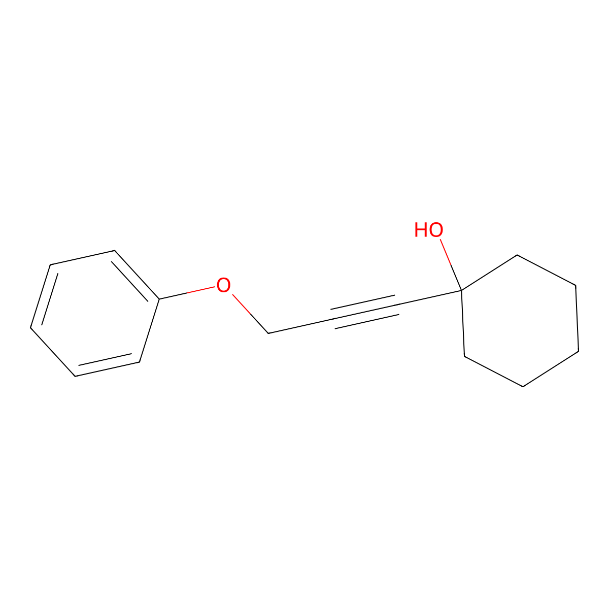 1-(3-Phenoxyprop-1-ynyl)cyclohexan-1-ol molecular structure, CAS 16464-40-7