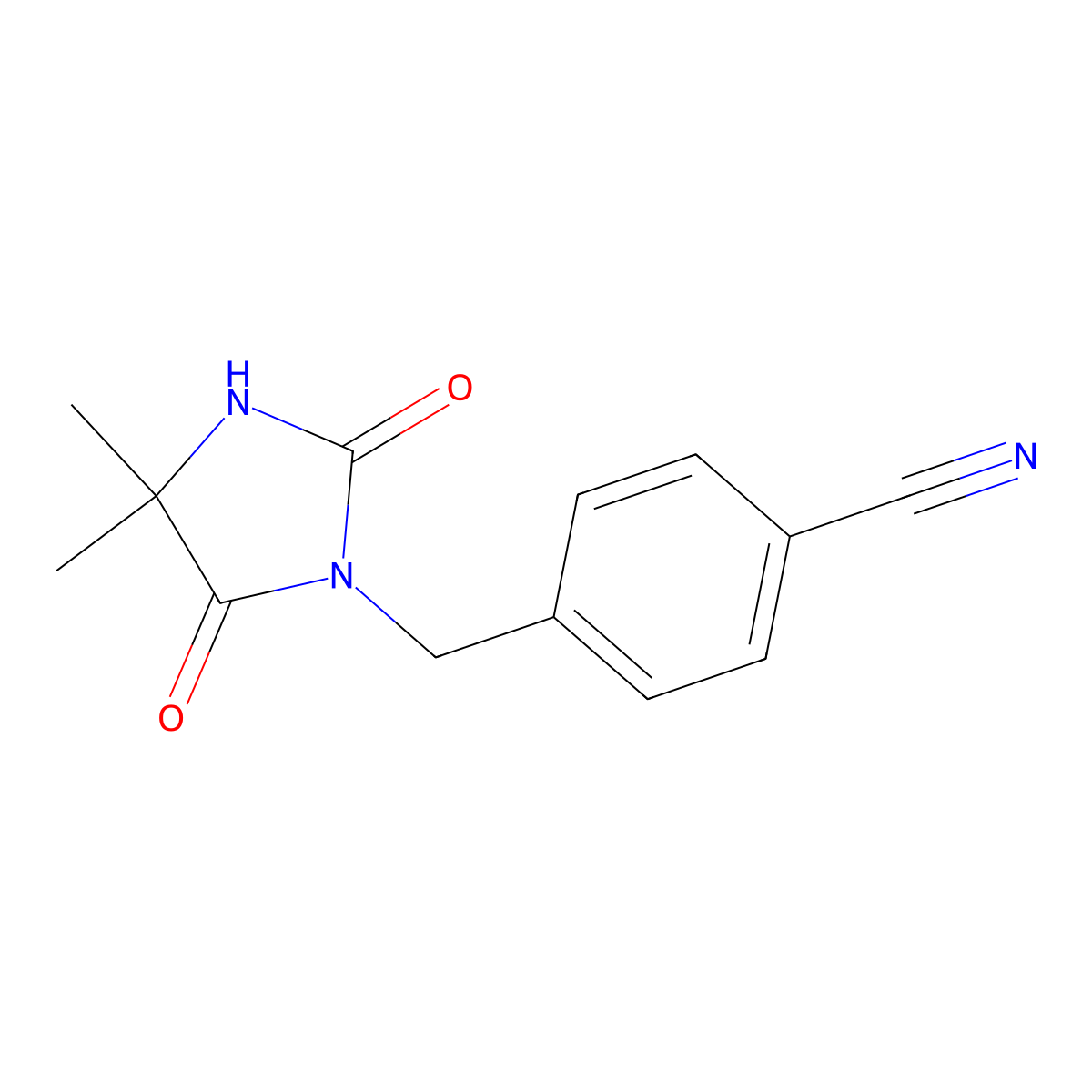 4-[(4,4-Dimethyl-2,5-dioxoimidazolidin-1-yl)methyl]benzonitrile molecular structure, CAS 164648-32-2