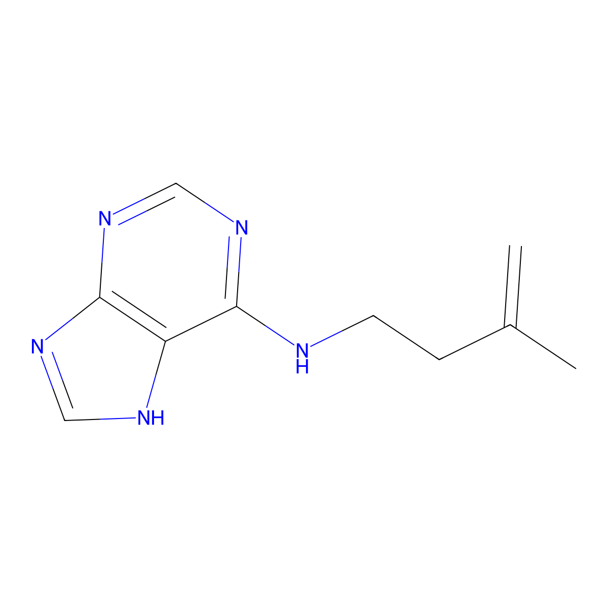 N-(3-methylbut-3-enyl)-7H-purin-6-amine molecular structure, CAS 16465-34-2