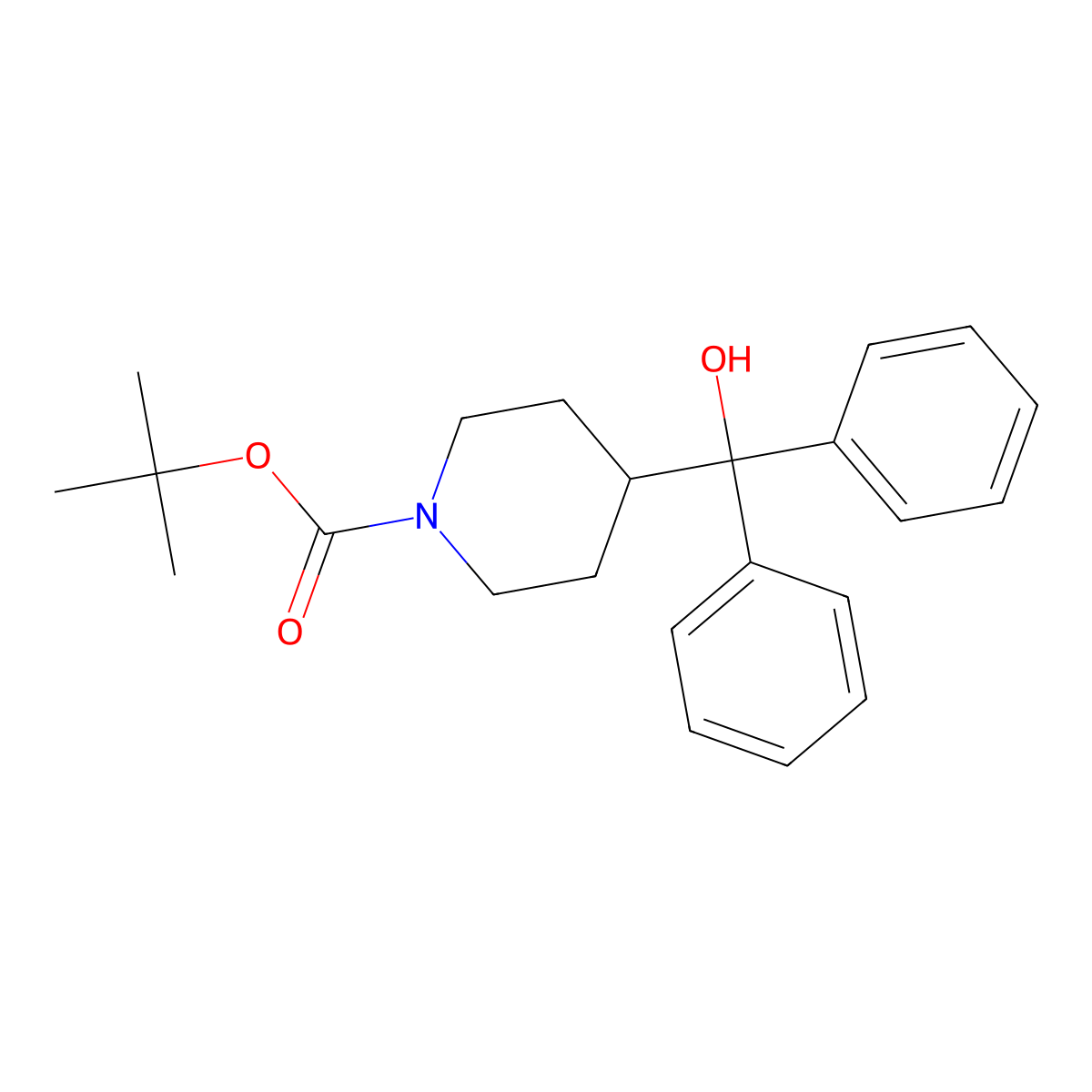 Tert-butyl 4-(hydroxydiphenylmethyl)piperidine-1-carboxylate molecular structure, CAS 164650-64-0