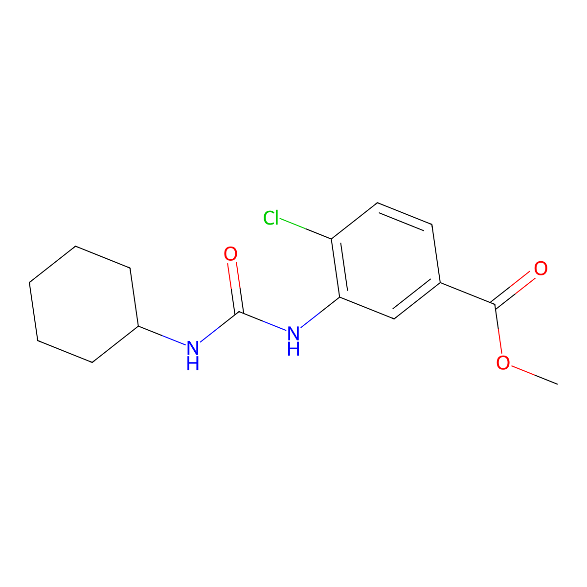 Methyl 4-chloro-3-(3-cyclohexylureido)benzoate molecular structure, CAS 164653-37-6