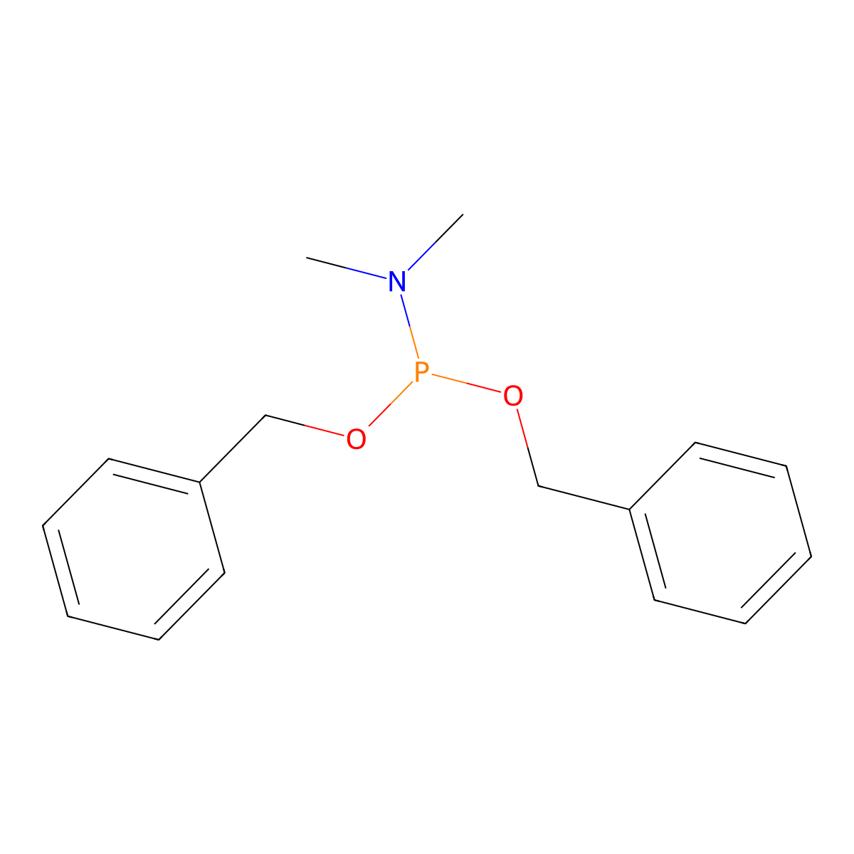 Dibenzyl N,N-dimethylphosphoramidite molecular structure, CAS 164654-49-3