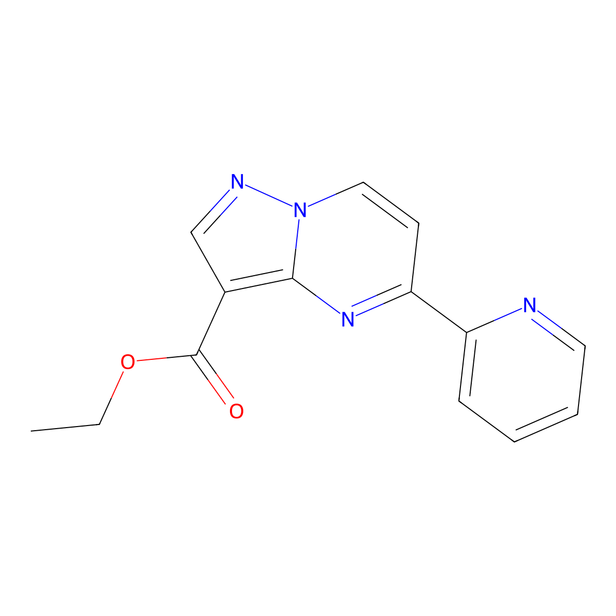 Ethyl 5-(2-pyridinyl)pyrazolo[1,5-a]pyrimidine-3-carboxylate molecular structure, CAS 1646543-38-5
