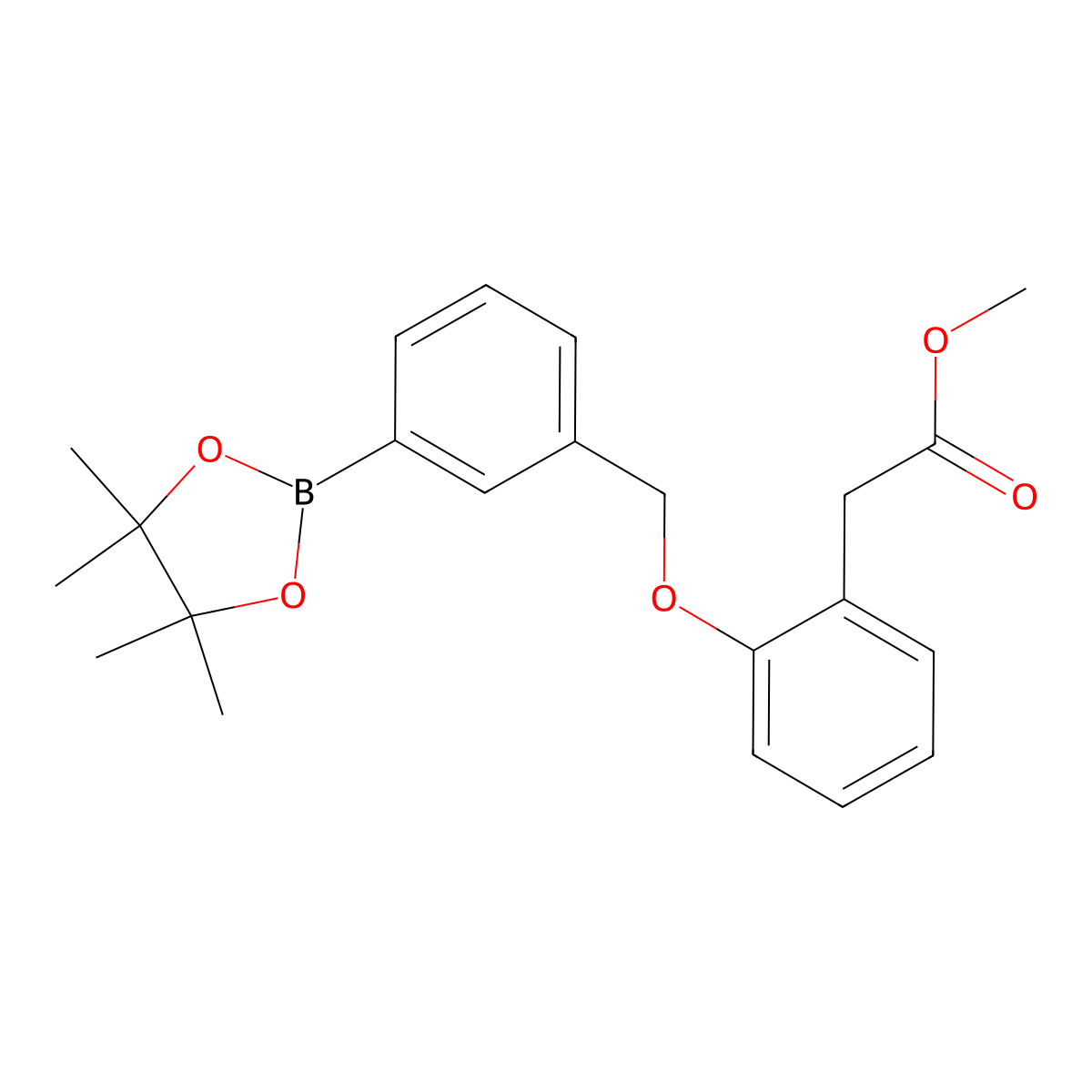 Methyl 2-(2-((3-(4,4,5,5-tetramethyl-1,3,2-dioxaborolan-2-yl)benzyl)oxy)phenyl)acetate molecular structure, CAS 1646563-27-0