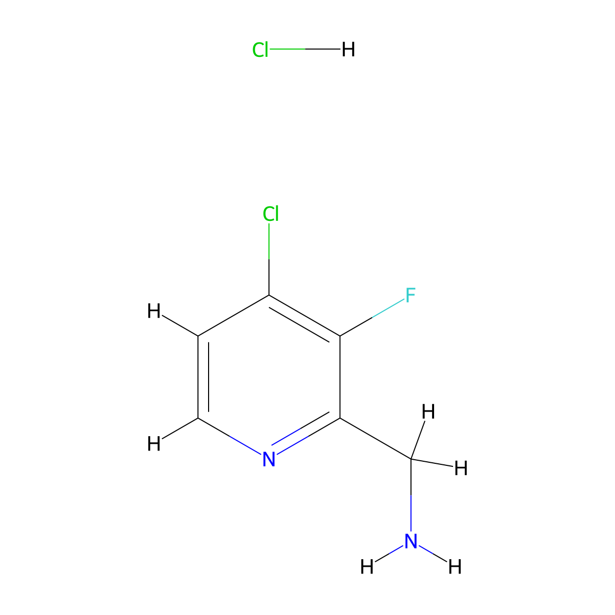 (4-Chloro-3-fluoropyridin-2-yl)methanamine hydrochloride molecular structure, CAS 1646565-99-2