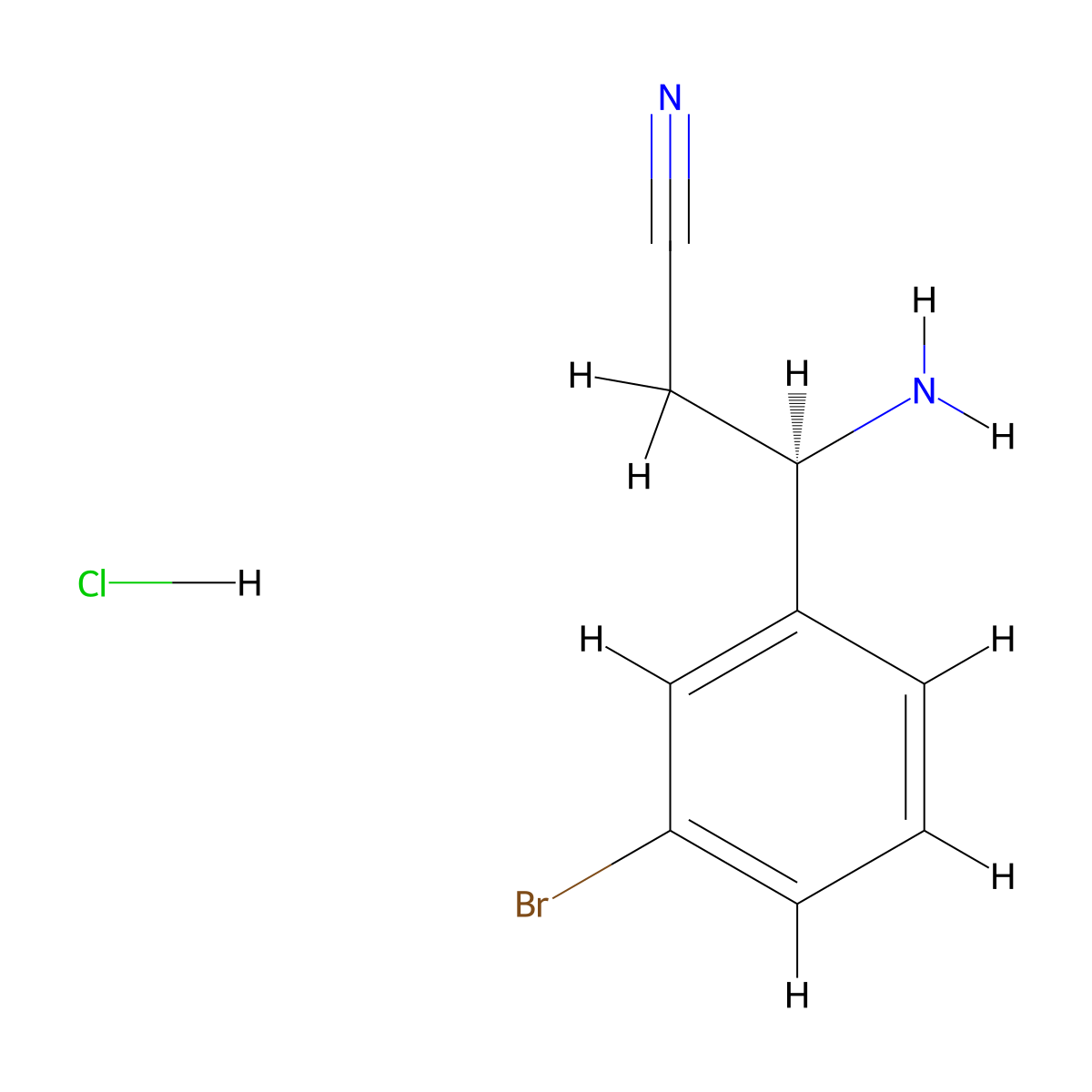(R)-3-Amino-3-(3-bromophenyl)propanenitrile hydrochloride molecular structure, CAS 1646567-16-9