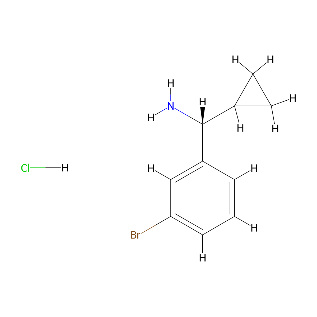 (R)-(3-bromophenyl)(cyclopropyl)methanamine hydrochloride molecular structure, CAS 1646567-23-8