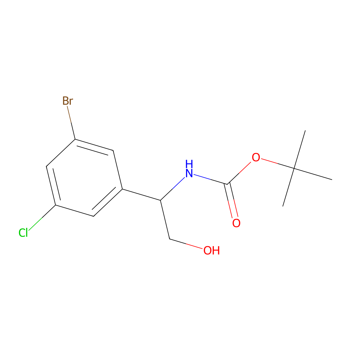 tert-butyl N-[(1S)-1-(3-bromo-5-chlorophenyl)-2-hydroxyethyl]carbamate molecular structure, CAS 1646569-64-3