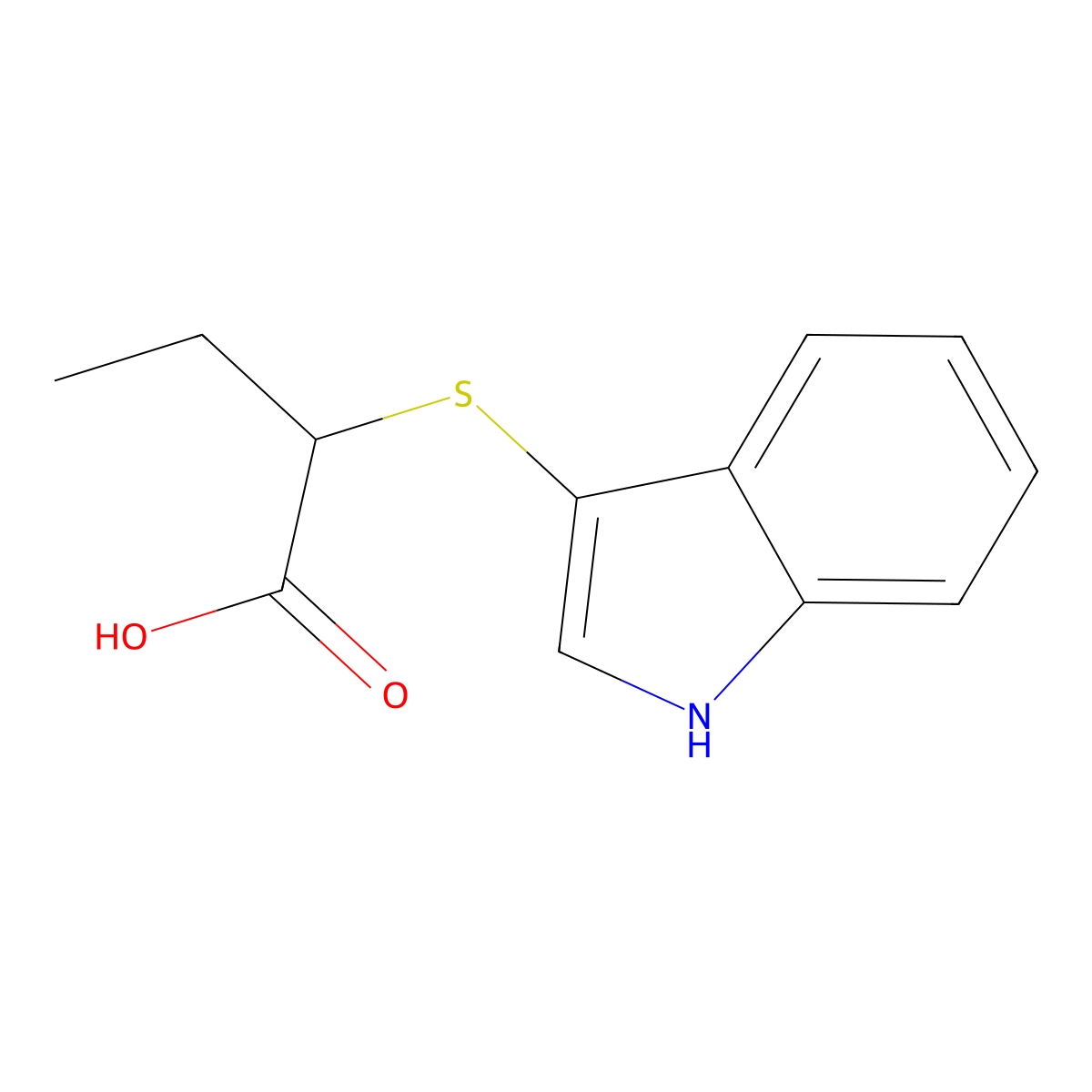 2-(1H-indol-3-ylsulfanyl)butanoic acid molecular structure, CAS 164659-62-5