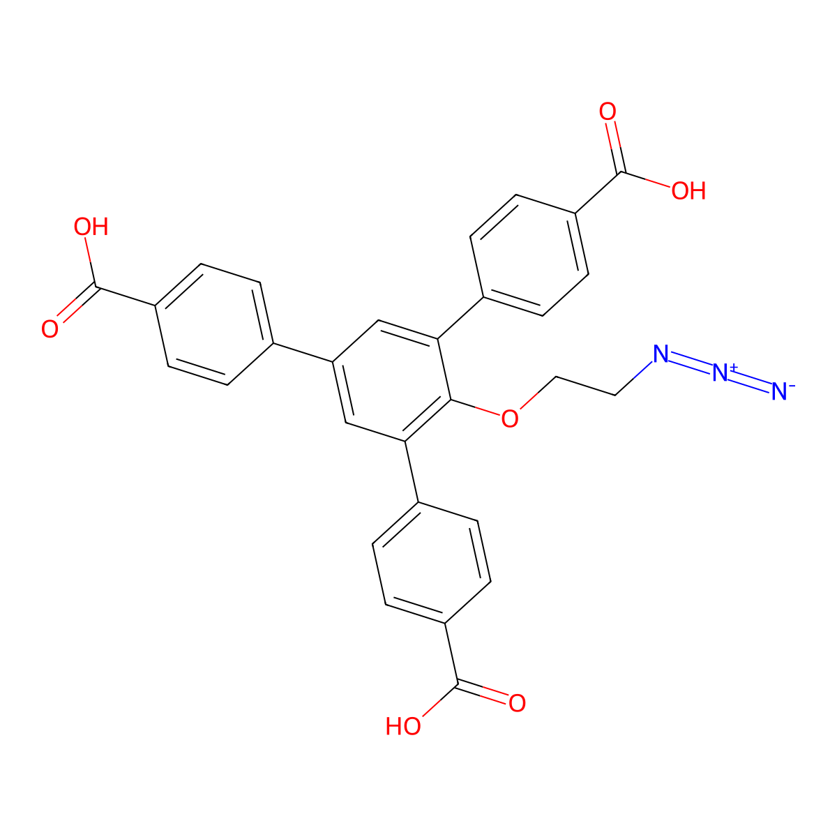 2'-(2-Azidoethoxy)-5'-(4-carboxyphenyl)-[1,1':3',1''-terphenyl]-4,4''-dicarboxylic acid molecular structure, CAS 1646595-30-3