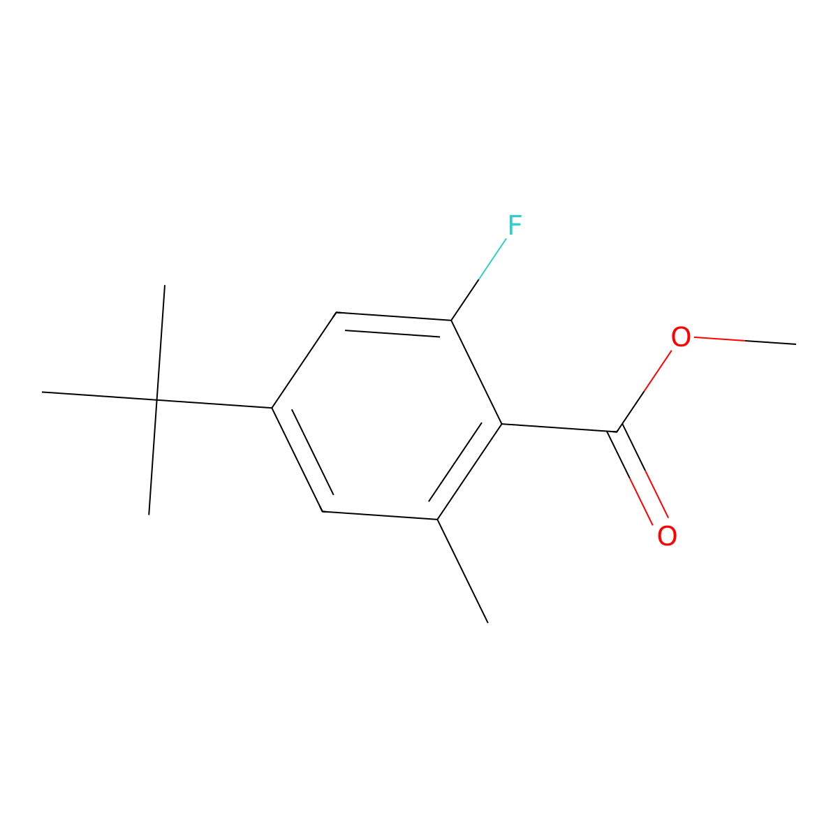 Methyl 4-(tert-butyl)-2-fluoro-6-methylbenzoate molecular structure, CAS 1646609-55-3