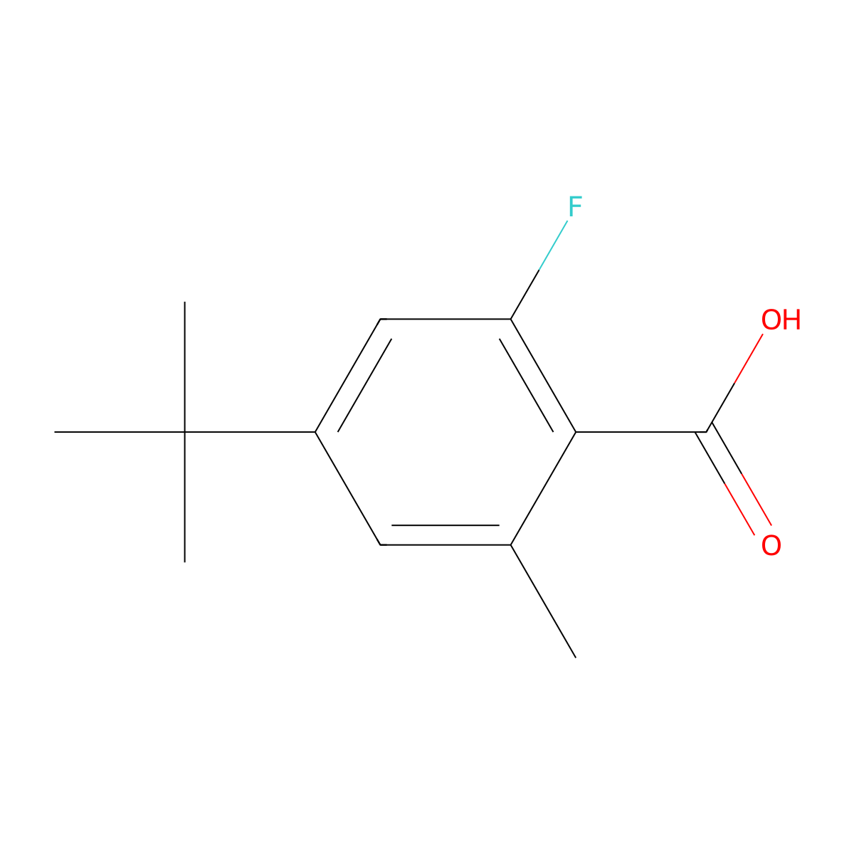 4-(Tert-butyl)-2-fluoro-6-methylbenzoic acid molecular structure, CAS 1646609-57-5