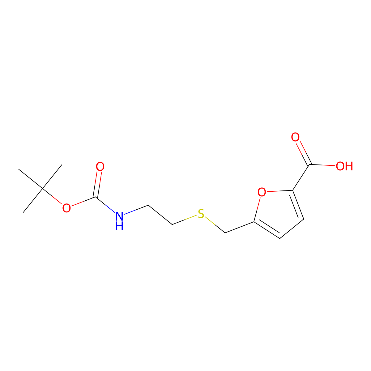 5-{[(2-{[(Tert-butoxy)carbonyl]amino}ethyl)sulfanyl]methyl}furan-2-carboxylic acid molecular structure, CAS 1646617-17-5