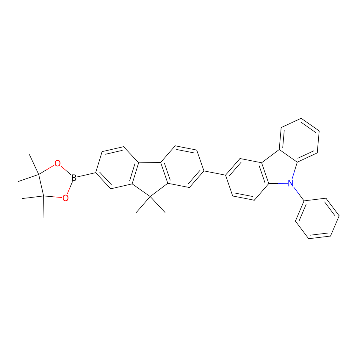 3-(9,9-Dimethyl-7-(4,4,5,5-tetramethyl-1,3,2-dioxaborolan-2-yl)-9H-fluoren-2-yl)-9-phenyl-9H-carbazole molecular structure, CAS 1646636-93-2