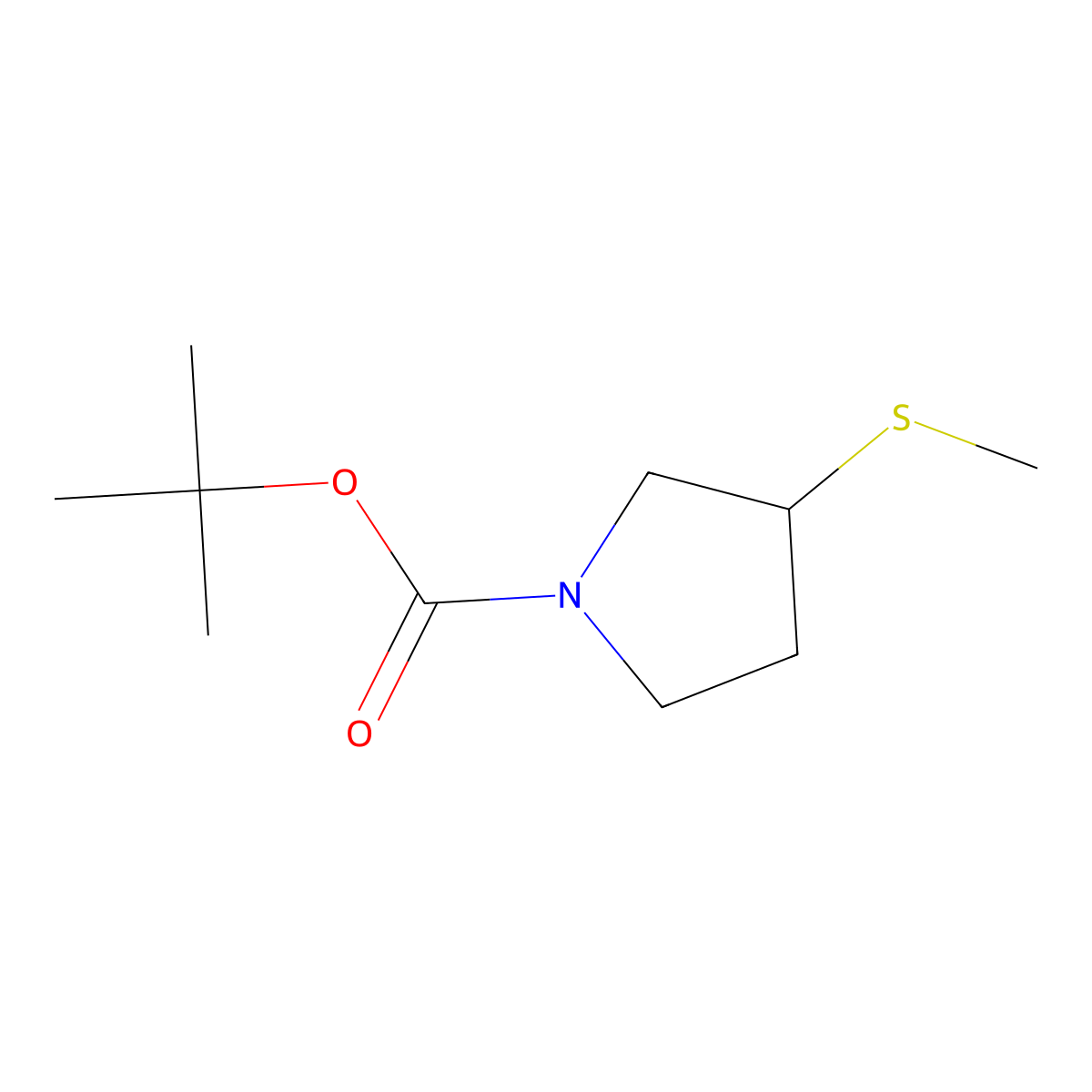 1-Boc-3-(Methylthio)pyrrolidine molecular structure, CAS 164666-07-3