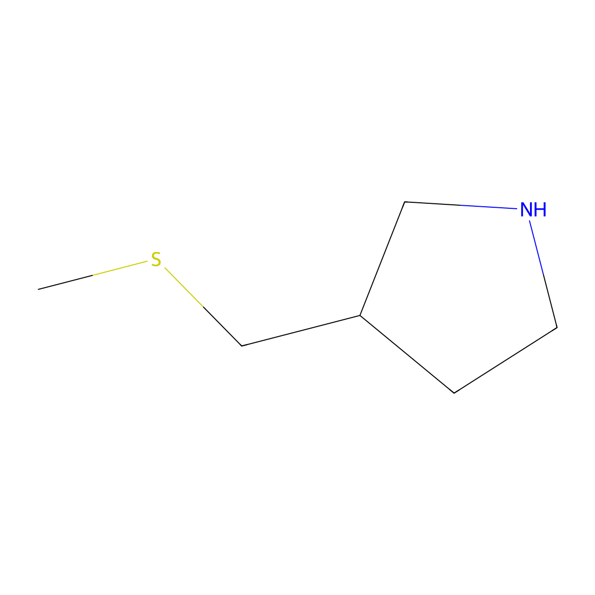 3-[(Methylsulfanyl)methyl]pyrrolidine molecular structure, CAS 164666-08-4