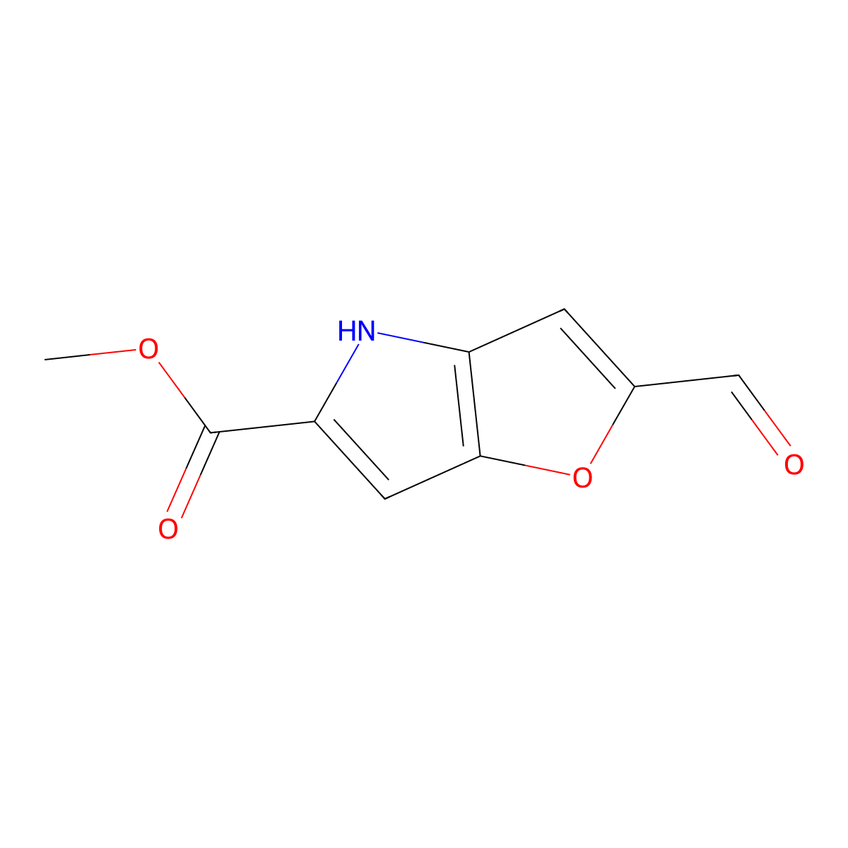 methyl 2-formyl-4H-furo(3,2-b)pyrrole-5-carboxylate molecular structure, CAS 164667-55-4