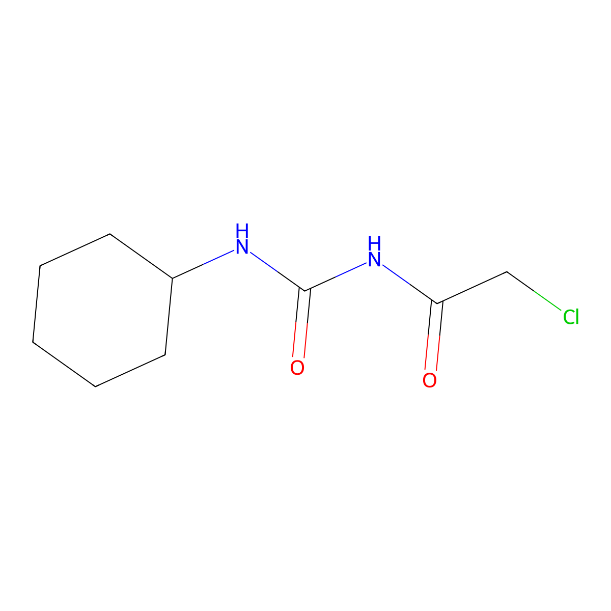 2-chloro-N-(cyclohexylcarbamoyl)acetamide molecular structure, CAS 16467-50-8