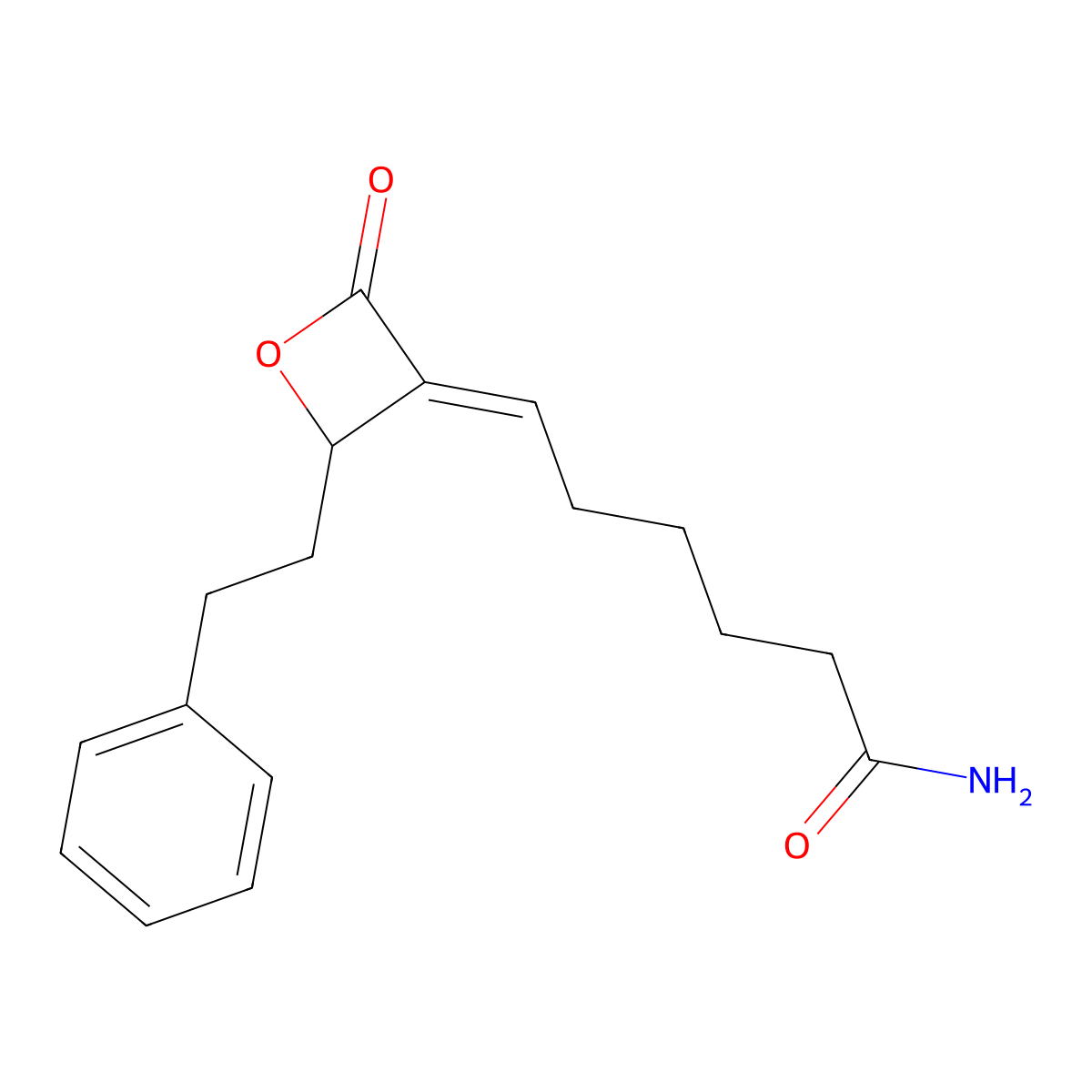 6-(2-Oxo-4-phenethyloxetan-3-ylidene)hexanamide molecular structure, CAS 1646795-60-9