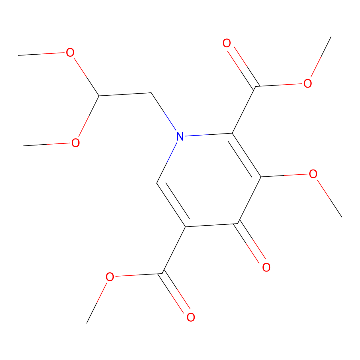 Dimethyl 1-(2,2-dimethoxyethyl)-3-methoxy-4-oxo-1,4-dihydropyridine-2,5-dicarboxylate molecular structure, CAS 1646862-02-3