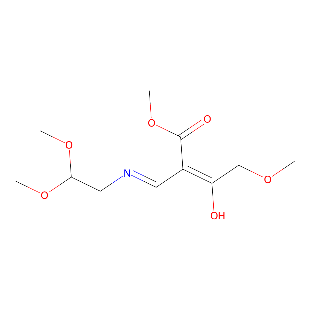 Methyl (E)-2-(((2,2-dimethoxyethyl)amino)methylene)-4-methoxy-3-oxobutanoate molecular structure, CAS 1646862-12-5
