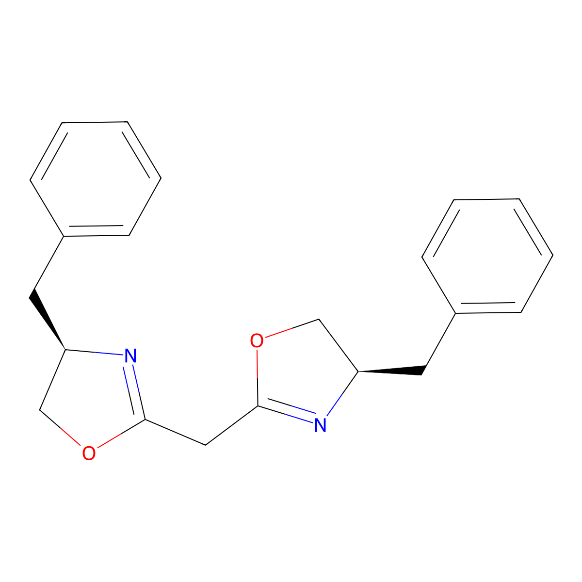 Bis((R)-4-benzyl-4,5-dihydrooxazol-2-yl)methane molecular structure, CAS 1646862-39-6