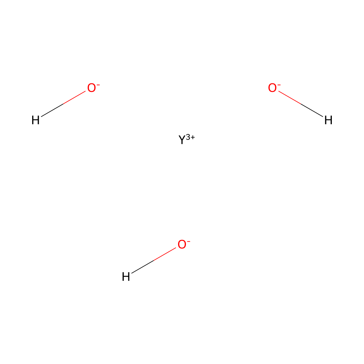 Yttrium hydroxide (Y(OH)3) molecular structure, CAS 16469-22-0