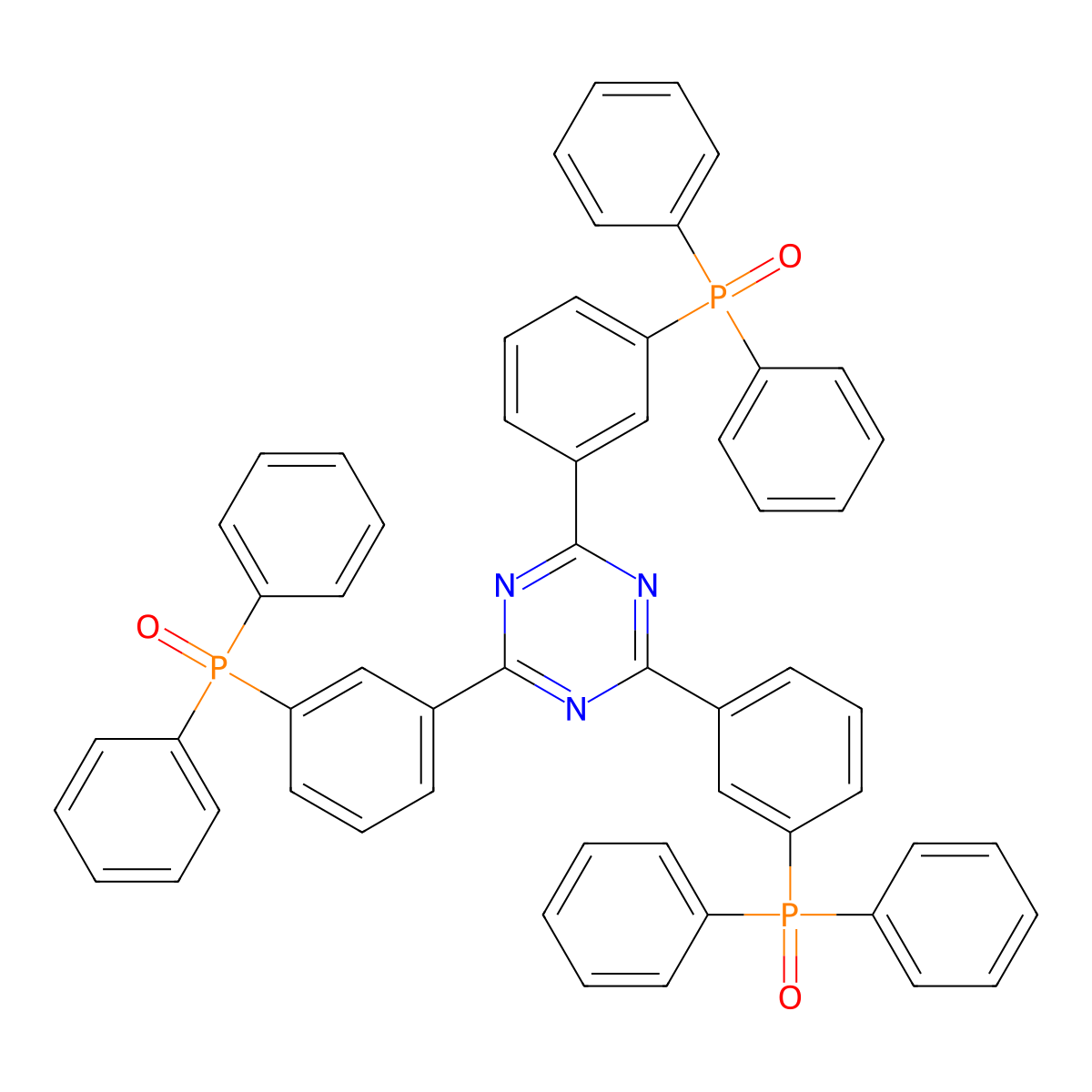 ((1,3,5-Triazine-2,4,6-triyl)tris(benzene-3,1-diyl))tris(diphenylphosphine oxide) , PO-T2T molecular structure, CAS 1646906-26-4