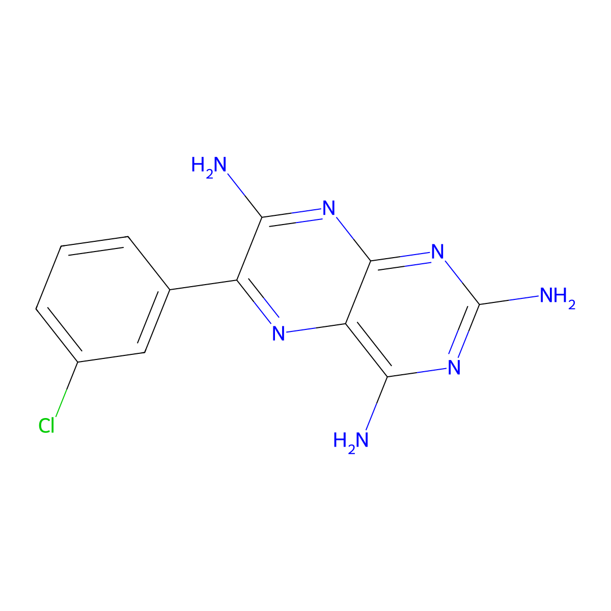 6-(3-Chlorophenyl)pteridine-2,4,7-Triamine molecular structure, CAS 16470-02-3