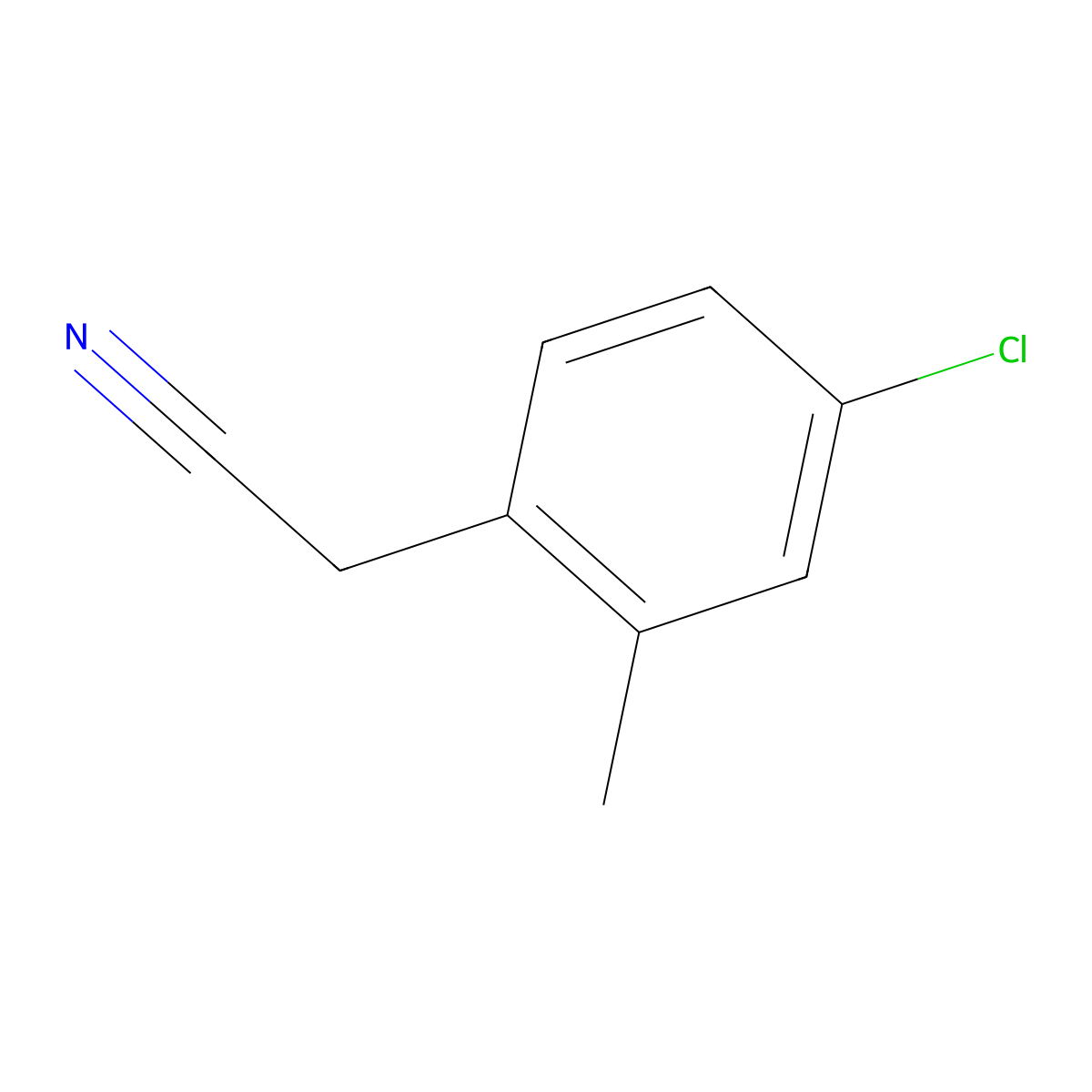 4-Chloro-2-methylbenzeneacetonitrile molecular structure, CAS 16470-10-3