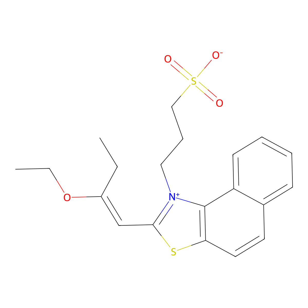 naphtho(1,2-d)thiazolium, 2-(2-ethoxy-1-buten-1-yl)-1-(3-sulfopropyl)-, inner salt molecular structure, CAS 16470-41-0