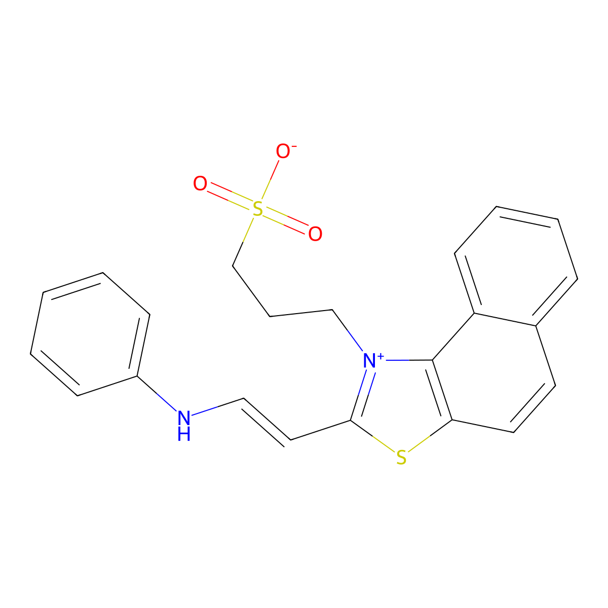 naphtho(1,2-d)thiazolium, 2-(2-(phenylamino)ethenyl)-1-(3-sulfopropyl)-, inner salt molecular structure, CAS 16470-42-1