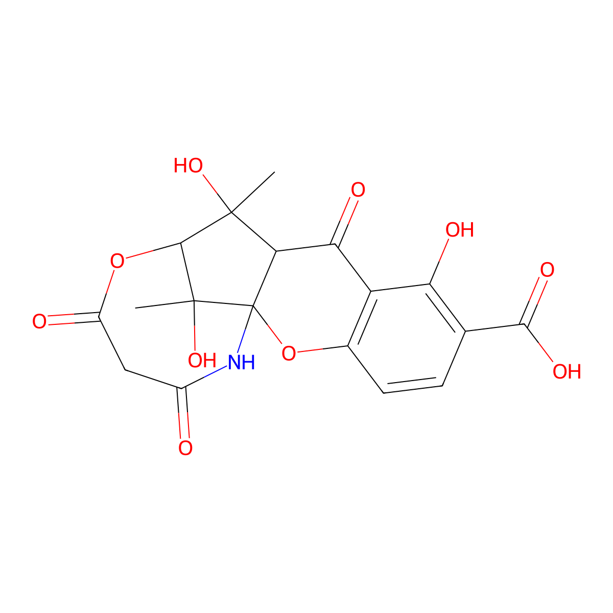 (1R,10S,11R,12R,18R)-7,11,18-trihydroxy-11,18-dimethyl-9,14,16-trioxo-2,13-dioxa-17-azatetracyclo[10.5.1.01,10.03,8]octadeca-3(8),4,6-triene-6-carboxylic acid molecular structure, CAS 1647101-05-0
