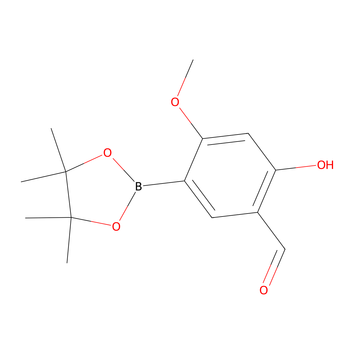 2-Hydroxy-4-methoxy-5-(4,4,5,5-tetramethyl-1,3,2-dioxaborolan-2-yl)benzaldehyde molecular structure, CAS 1647113-98-1
