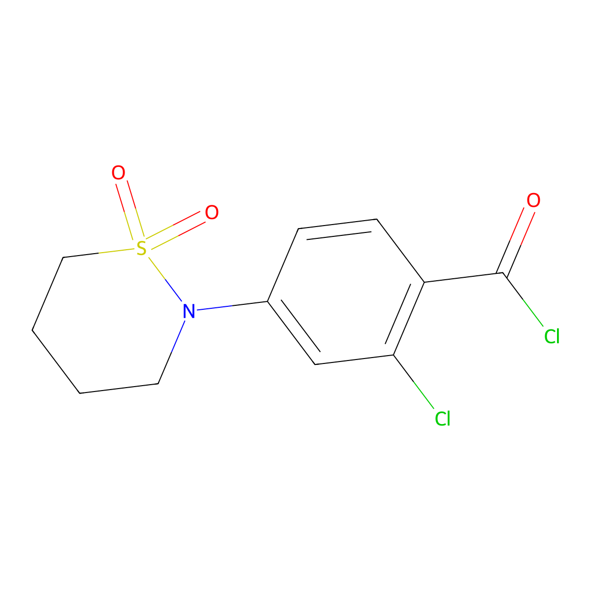 2-Chloro-4-(1,1-dioxo-1$l^{6},2-thiazinan-2-yl)benzoyl chloride molecular structure, CAS 1647120-33-9