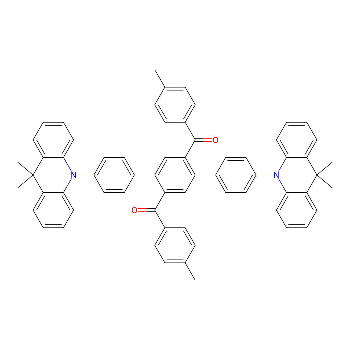 (4,4''-Bis(9,9-dimethylacridin-10(9H)-yl)-[1,1':4',1''-terphenyl]-2',5'-diyl)bis(p-tolylmethanone) molecular structure, CAS 1647121-45-6
