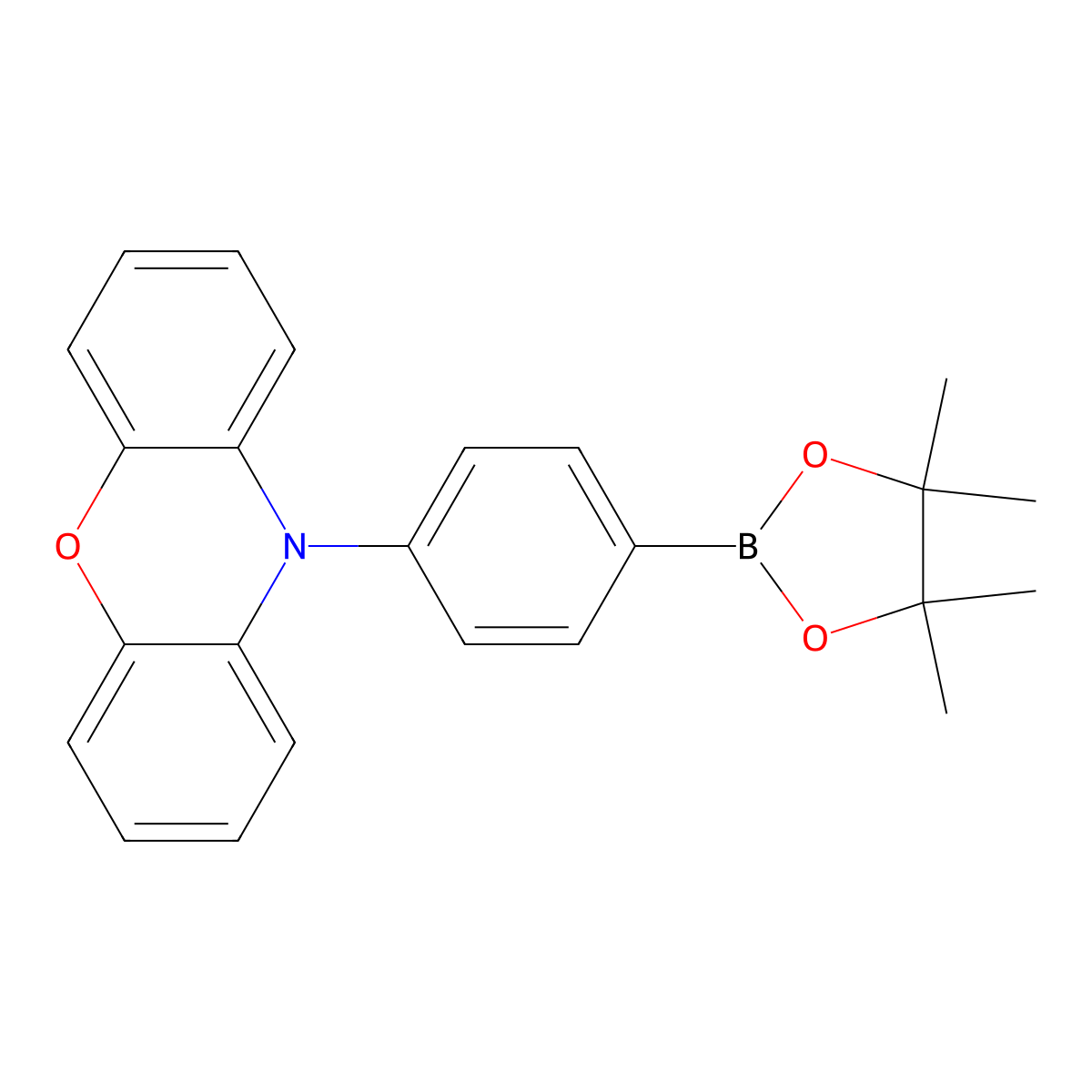 10-(4-(4,4,5,5-Tetramethyl-1,3,2-dioxaborolan-2-yl)phenyl)-10H-phenoxazine molecular structure, CAS 1647121-47-8