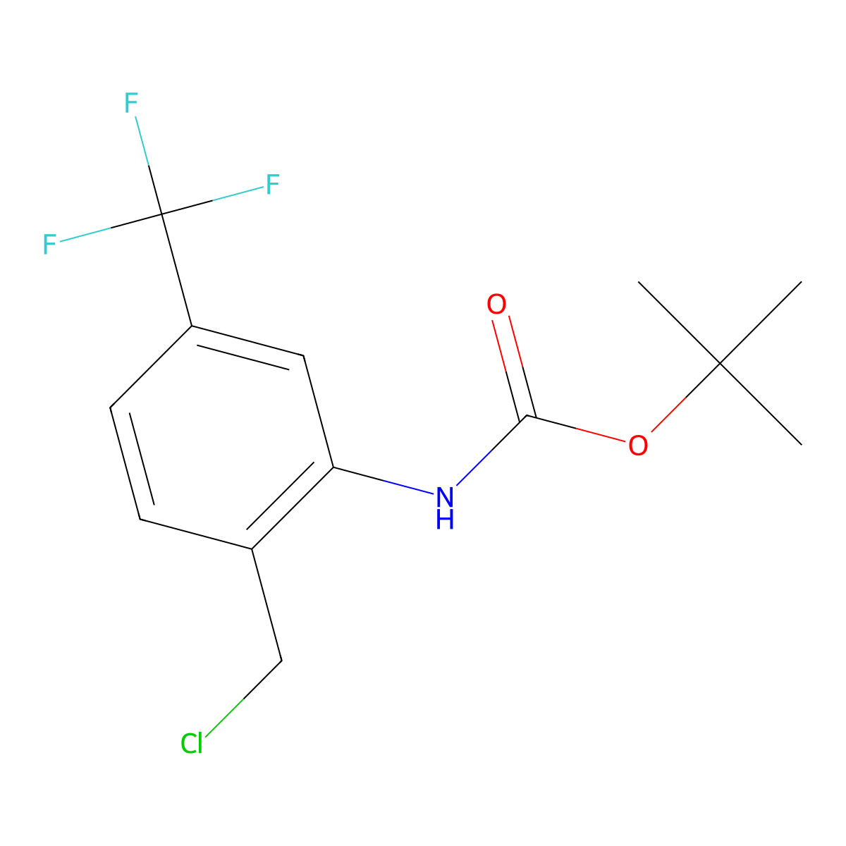 tert-butyl N-[2-(chloromethyl)-5-(trifluoromethyl)phenyl]carbamate molecular structure, CAS 1647124-77-3