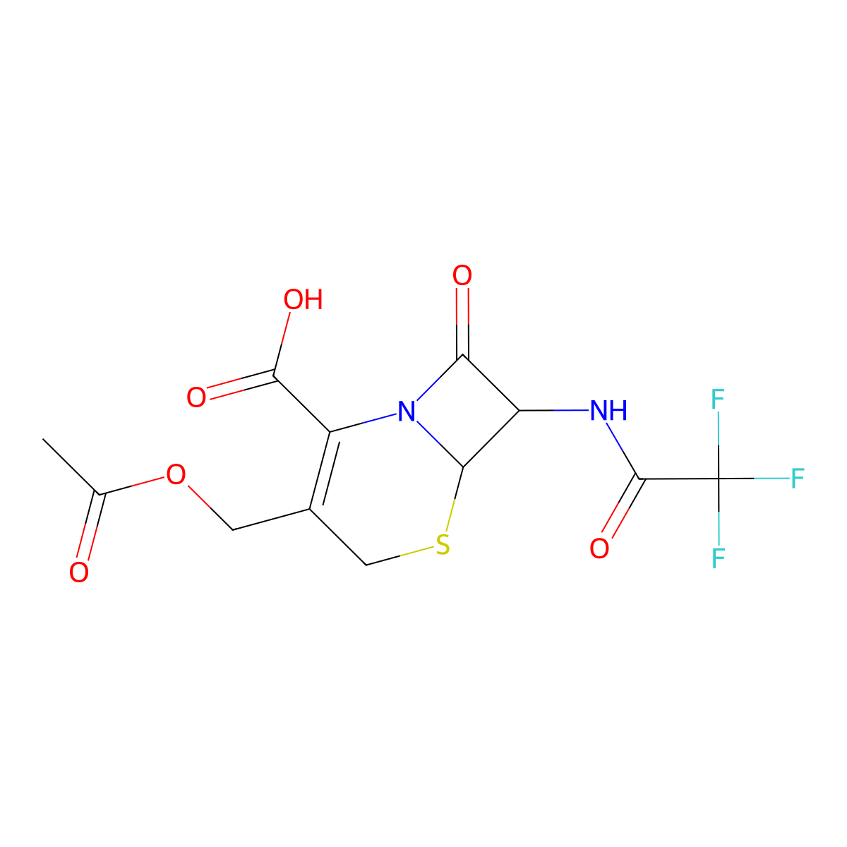 (6R,7R)-3-[(acetyloxy)methyl]-8-oxo-7-(2,2,2-trifluoroacetamido)-5-thia-1-azabicyclo[4.2.0]oct-2-ene-2-carboxylic acid molecular structure, CAS 164718-80-3