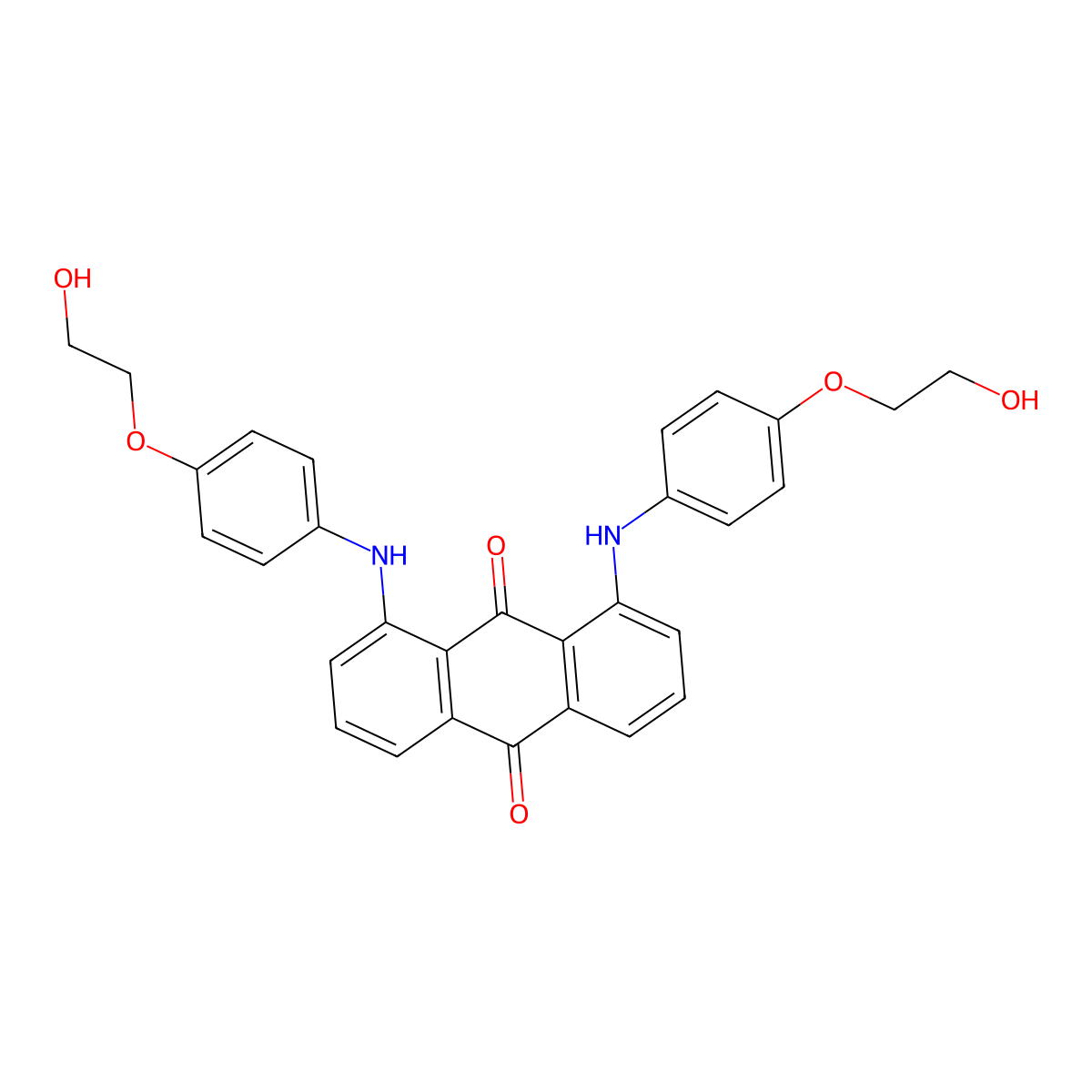 1,8-Bis((4-(2-hydroxyethoxy)phenyl)amino)anthraquinone molecular structure, CAS 16472-23-4