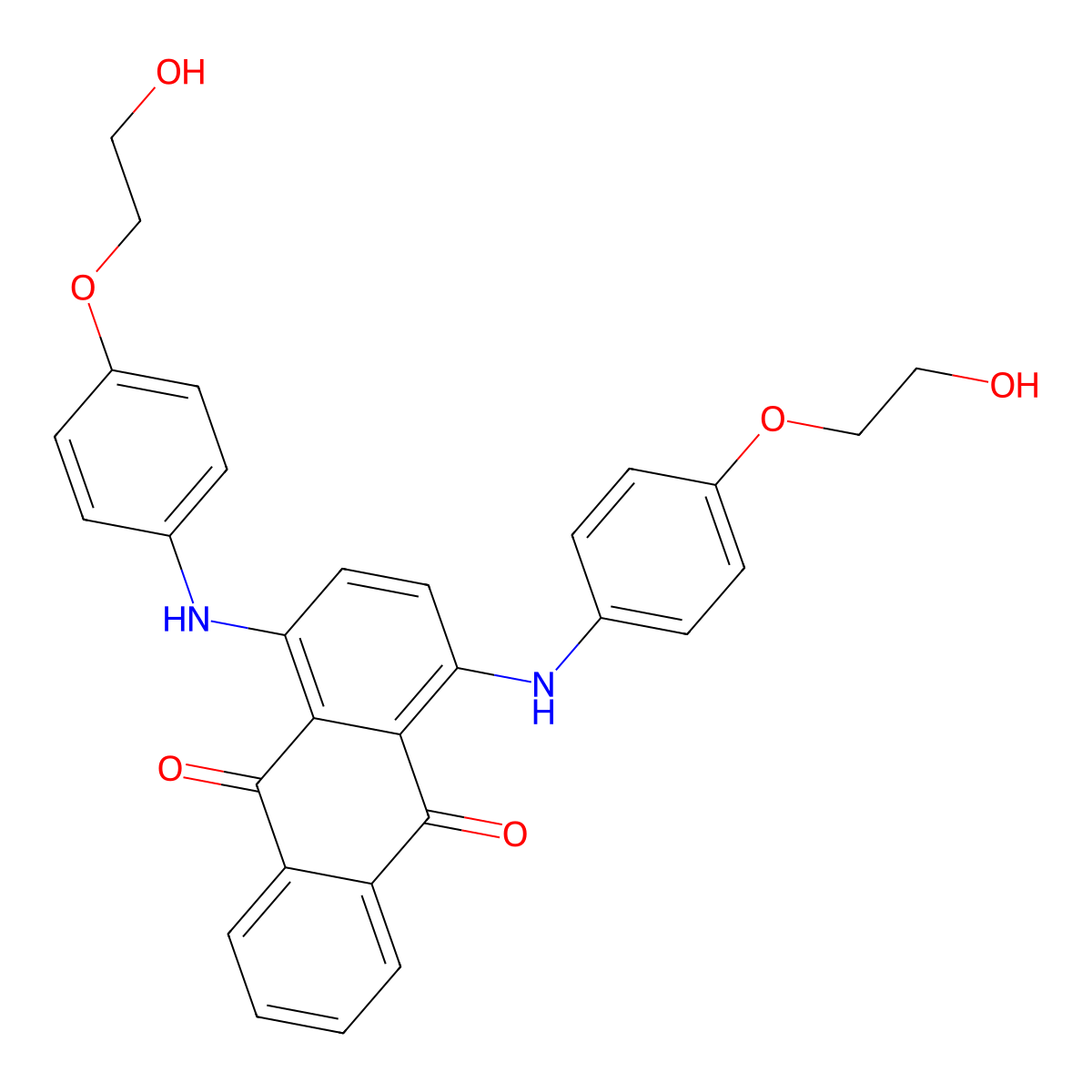 1,4-Bis((4-(2-hydroxyethoxy)phenyl)amino)anthraquinone molecular structure, CAS 16472-24-5