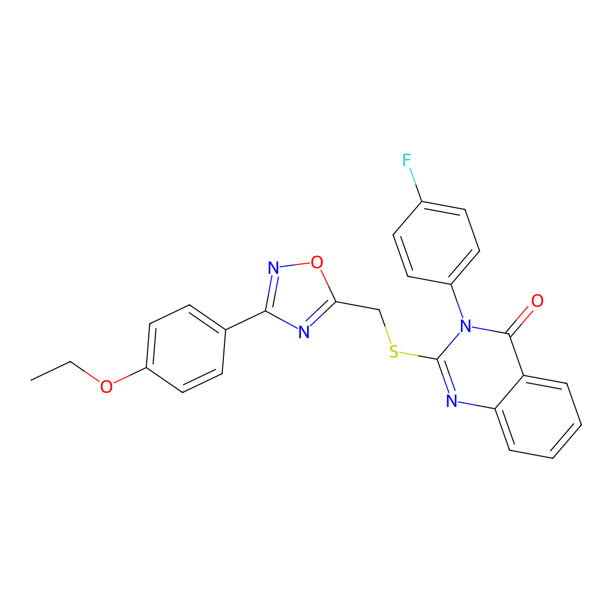 2-(((3-(4-ethoxyphenyl)-1,2,4-oxadiazol-5-yl)methyl)thio)-3-(4-fluorophenyl)quinazolin-4(3H)-one molecular structure, CAS 1647254-53-2