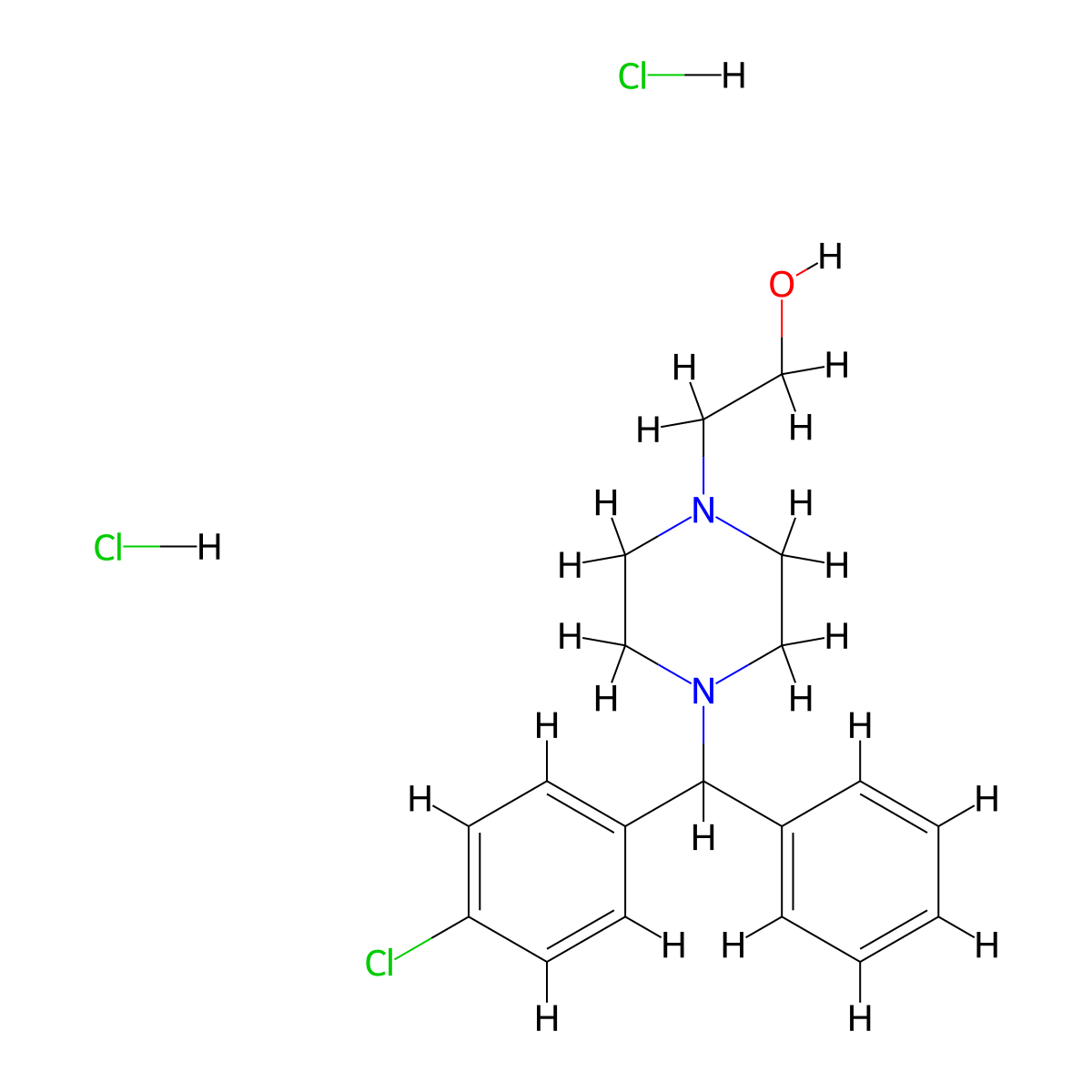 1-Piperazineethanol, 4-((4-chlorophenyl)phenylmethyl)-, hydrochloride (1:2) molecular structure, CAS 164726-80-1