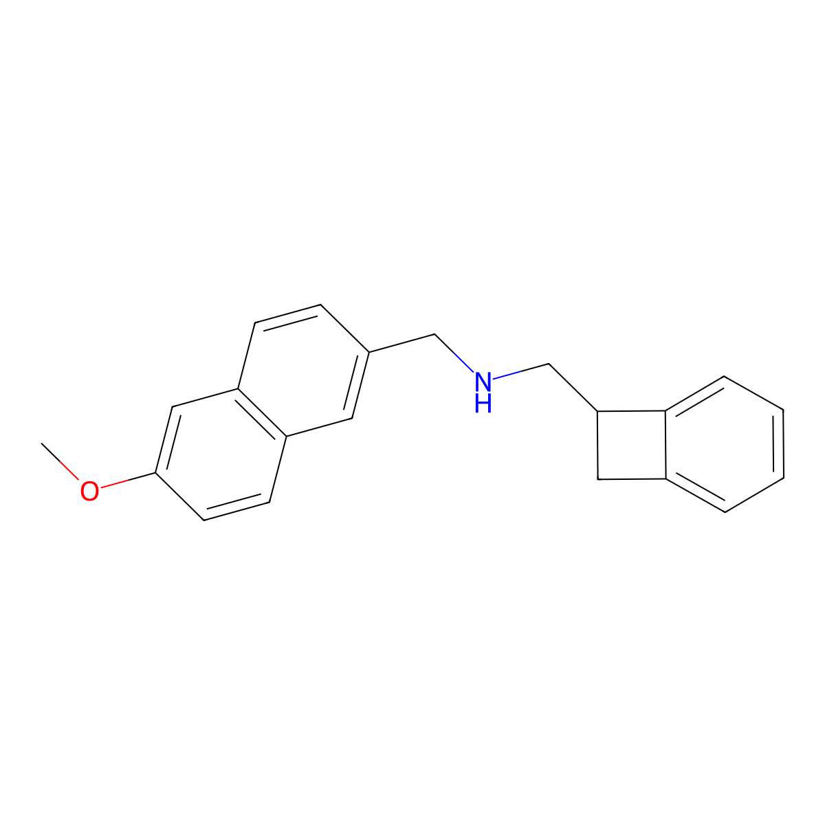 ({Bicyclo[4.2.0]octa-1(6),2,4-trien-7-yl}methyl)[(6-methoxynaphthalen-2-yl)methyl]amine molecular structure, CAS 1647836-32-5