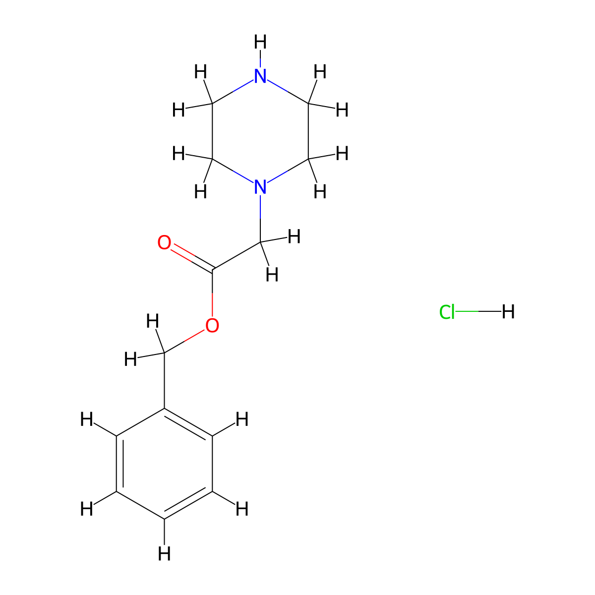 Piperazineacetic acid benzyl ester hydrochloride molecular structure, CAS 164784-88-7