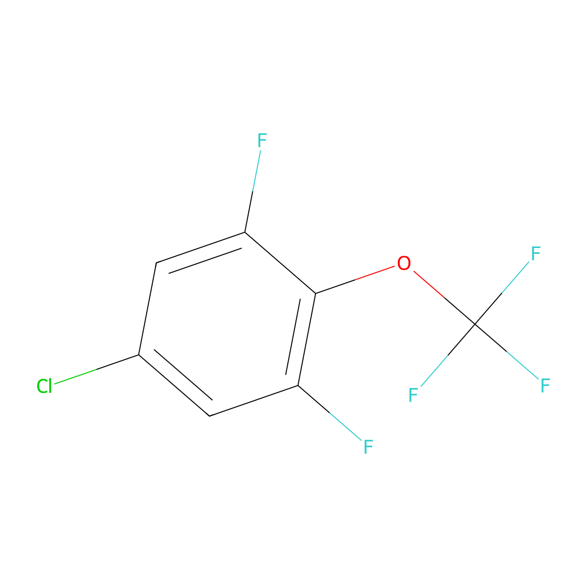 4-Chloro-2,6-difluoro(trifluoromethoxy)benzene molecular structure, CAS 164790-67-4