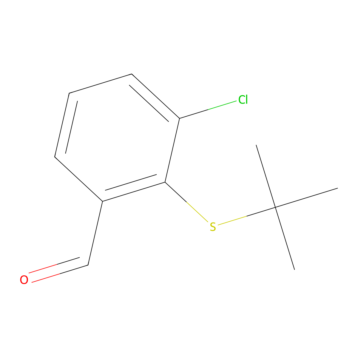 2-(Tert-butylsulfanyl)-3-chlorobenzaldehyde molecular structure, CAS 164791-48-4
