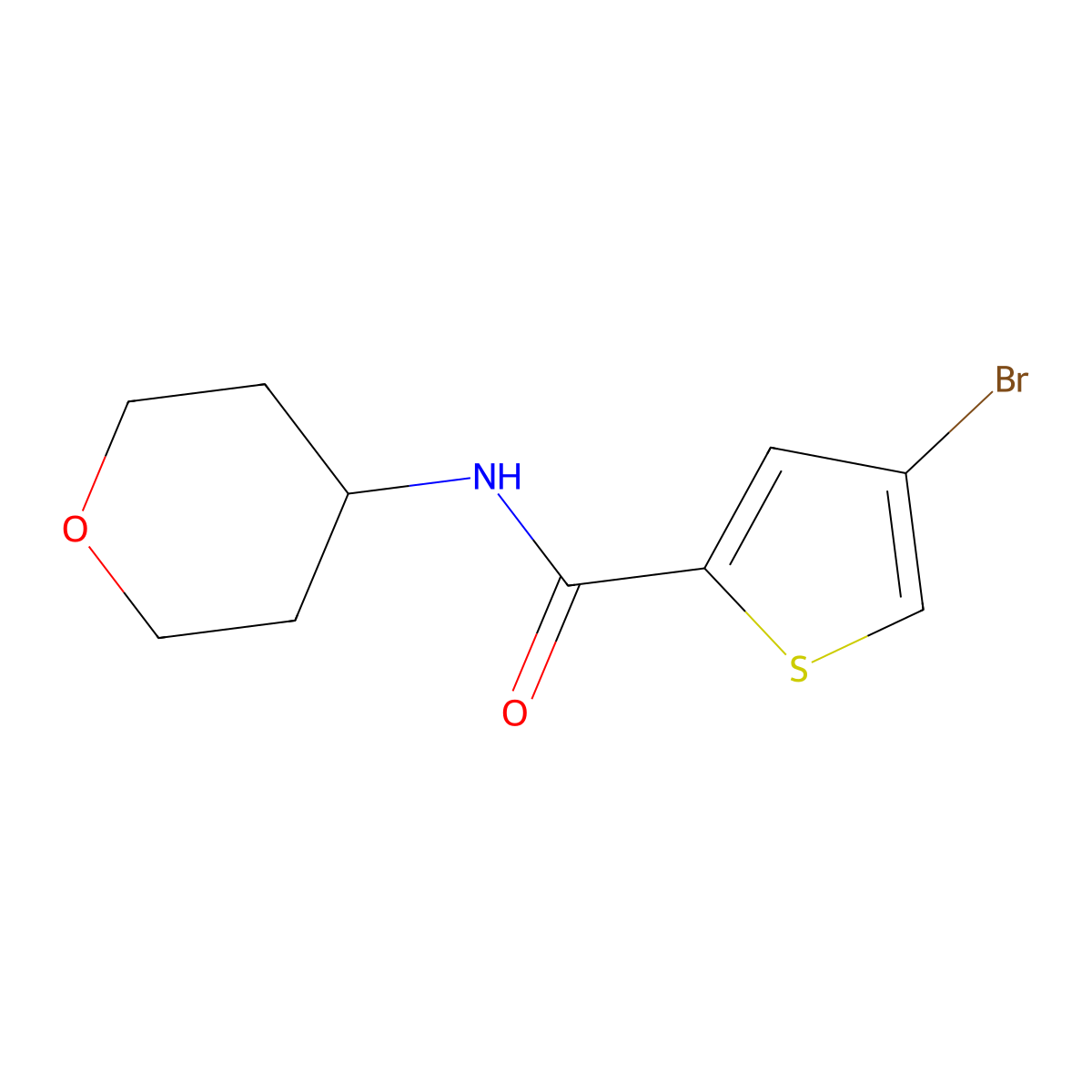 4-bromo-N-(tetrahydro-2H-pyran-4-yl)thiophene-2-carboxamide molecular structure, CAS 1648486-68-3
